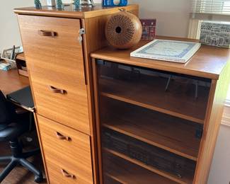 Fabulous teak tall file cabinet and media cabinet.