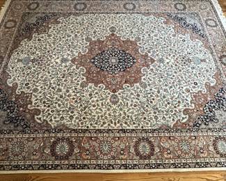 Hand knotted large room-sized wood rug