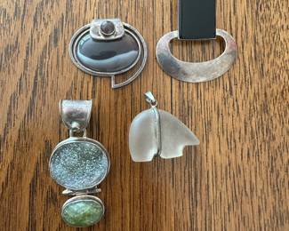 Sterling silver modernist pendants