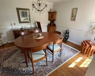 Amazing Danish dining room set with 6 chairs, table and one additional leaf (not shown here).
