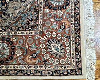 Hand knotted large room-sized wood rug