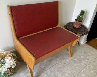 Mid century storage bench - seat flips up for storage underneath.