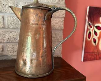 Antique hand forged copper coffee pot