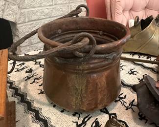 Antique copper hanging kettle pot