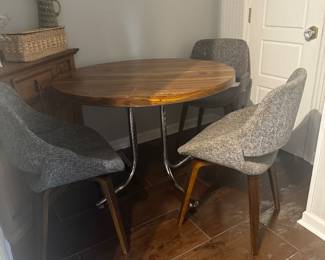 Table chrome legs retro $40 chairs $25 each