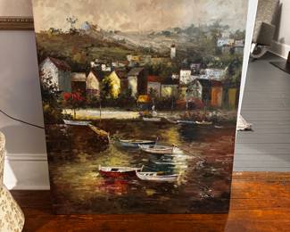 Seaside village large original oil $65