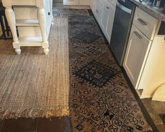 Turkish handwoven vintage runner $295., Kitchen pads long $30, short $20.