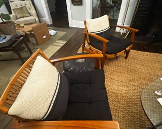 Rattan $125 each, tall wrought iron gold candelabras $30 each