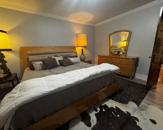 Most comfortable King Bed ever, dresser mirror, bedside table (1) and tall boy $350