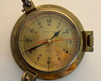 Brass porthole clock