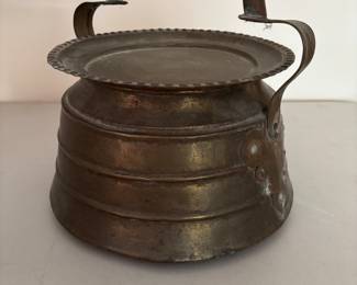 Asian Nepali hand hammered Brass pail with lid