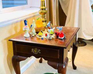End Table, Table Lamp, Bird Figurines