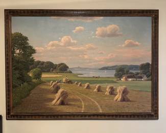 C1- $250. Kai Jeppe Drews "Harvest" Oil Painting. Measures 50.5" Wide x 36" Tall