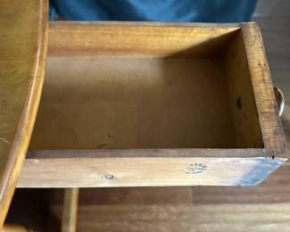 C80 - $60. Wooden Side Table with single drawer from Boston, MA. Measures 25" wide (without leaves up) 35.5" (with leaves up) 24.5" tall.