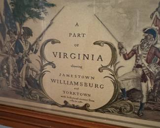 C7 - $40. Jamestown Williamsburg and Yorktown Historical events map from 1585-1781. Measures 26.25" Wide x 19.25" Tall.