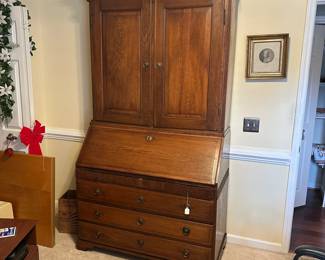 C12 - $500. Antique Danish Bureau Bookcase Desk. At least 125 years old from Denmark. 4 Drawers on the bottom. Secret drawers in the desk. Measures 46" wide x 22" deep x 88" tall.