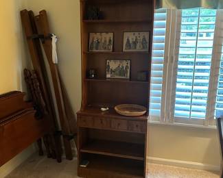 C44 - $150. Ethan Allen Book Case. Measures 30.5" Wide x 14" Deep x 78" Tall. Moves in 2 pieces.