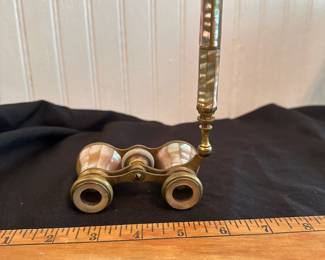 C34 - $95. Brass and Mother of Pearl Opera Glasses. No name. Excellent Condition.