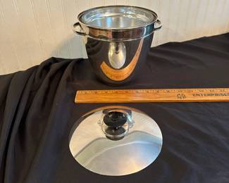 C31 - $20. Gorham Ice Bucket. Silver Plated. Small dent in the lid and the insert has a crack but still useable!