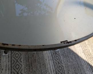C110 - $65. Martha Stewart Stacking patio Chairs and Table. Minor rust on table edge - but sturdy.