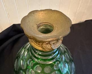 C32 - $60. Cut to Clear Oil Lamp Base. Measures 4.5" Wide x 6.5" Tall.