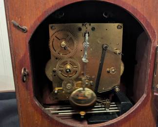 C14 - $60. Junghans Table Clock With Key. Works! Measures 8.5" wide x 5.5" deep x 10.5" tall