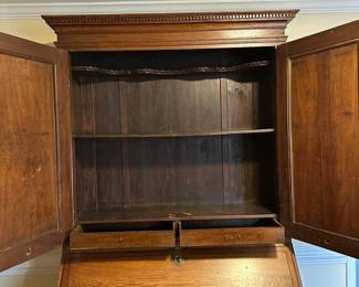 C12 - $500. Antique Danish Bureau Bookcase Desk. 125 Years old From Denmark Measures 46" Wide x 22" Deep x 88" Tall