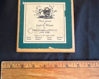 C35 - $150. Joseph Q. Whipple signed for Abercrombie & Fitch Co. (Sticker on Back) 3 dimensional Framed art. Measures 5" x 5" framed.