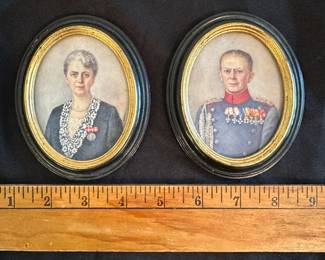 C20 - $150 for the Pair. Emma Siboni artist (1877-1940) Original Miniature Paintings / Portraits on Celluloid.