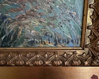 C13 - $750. Original Painting by Vilhelm P. Jensen. 1906. Beautiful Framing. Measures 32" wide x 27" tall.