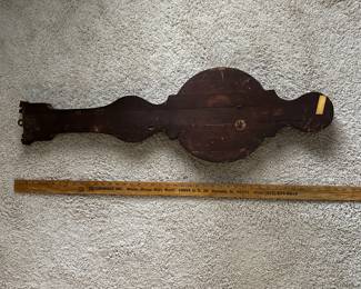 C78 - $125. Banjo Style 1800's Weather Station by D. Ortelli. Measures 12" wide x 42" tall. Top piece is broken - see photos.