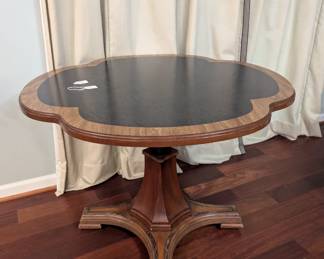 C117- $150. MCM Clover Shaped table. This Table height is adjustable with a lever. Made in Westbury NY Measures 39.5" Wide. Height ranges from coffee and dining height. Great table for cards!