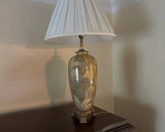 C37 - $40. Beautiful Ceramic Cherub Lamp. Measures 31.5" tall. Shade is in very good condition.