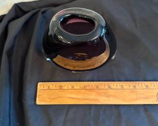 C24 - $75. Signed Holmegaard Purple Sommerso Vase Per Lutken Measures 4.75" Wide x 6" tall