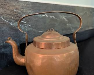 C96 - $60. Vintage Swedish Hand Hammered Copper Tea Kettle.