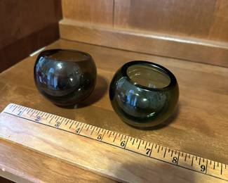 C50 - $50. Pair of Per Lutken Hand Blown Art Glass for Homegaard. Measures 3" x 3".