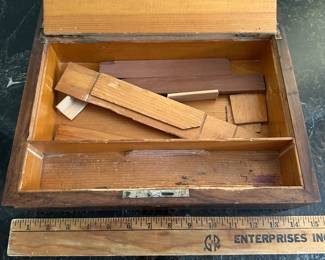 C82 - $50. Antique Letter Box / Writing Desk. Exterior is in very good condition. Inside has some loose pieces you could repair or use without!
