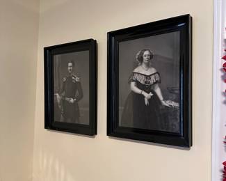 C59 - $30. Pair of Framed Black and White Portraits / Lithographs.