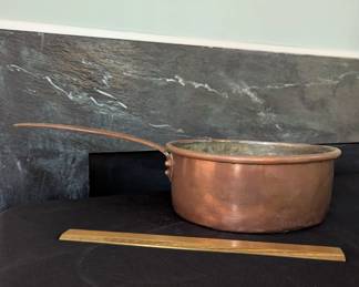 C98 - $45. Large Vintage Copper Sauce Pot.