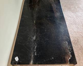 C77- $50. Very Sturdy, Large Acrylic Marbled top Coffee Table with brass frame (designed to look like stone - easier to move!) Measures 55.25" wide x 27.5" deep x 20.5" tall.