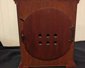 C14 - $60. Junghans Table Clock With Key. Works! Measures 8.5" wide x 5.5" deep x 10.5" tall