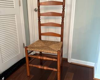 C87 - $60. Single Antique Caned Chair. Measures 19.5" wide x 16.5" deep x 44.5" tall.
