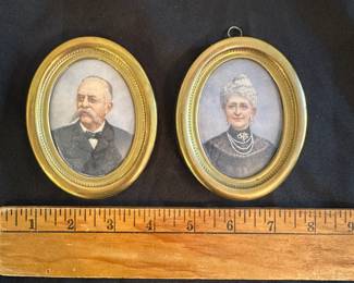 C21 - $150 for the Pair. Emma Siboni artist (1877-1940) Original Miniature Paintings / Portraits on Celluloid.