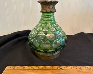 C32- $60. Cut to Clear Oil Lamp Base. Measures 4.5" Wide x 6.5" Tall.