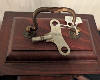 C14 - $60. Junghans Table Clock With Key. Works! Measures 8.5" wide x 5.5" deep x 10.5" tall