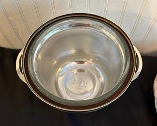 C31 - $20. Gorham Ice Bucket. Silver Plated. Small dent in the lid and the insert has a crack but still useable!