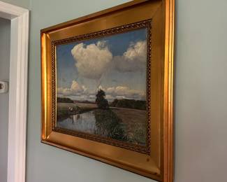 C13 - $750. Original Painting by Vilhelm P. Jensen. 1906. Beautiful Framing. Measures 32" wide x 27" tall.