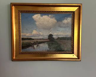 C13 - $750. Original Painting by Vilhelm P. Jensen. 1906. Beautiful Framing. Measures 32" wide x 27" tall.