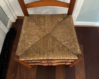 C87 - $60. Single Antique Caned Chair. Measures 19.5" wide x 16.5" deep x 44.5" tall.