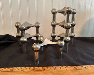 C36 - $95. Set of 6 Modular Nagel Candlesticks. Can be stacked or used individually.